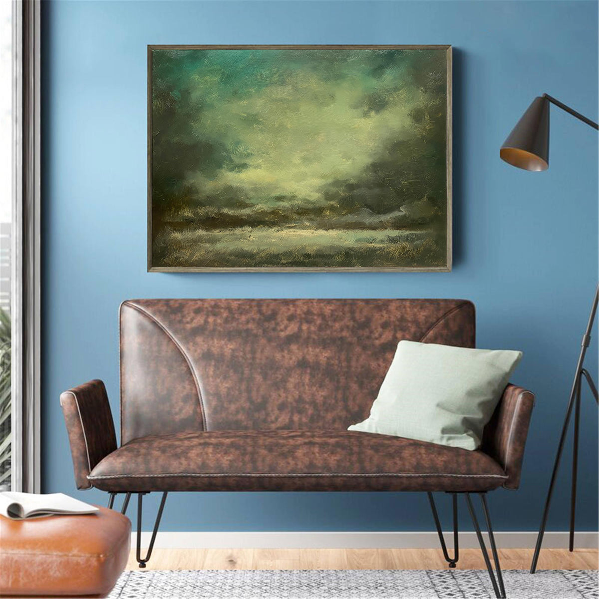 Impressionist Seascape Paintings Large Green Beach Canvas Wall Art Modern Beach Art