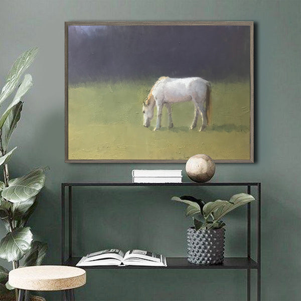 Large White Horse Acrylic Painting Horse Canvas Wall Art Modern Horses Painting For Sale