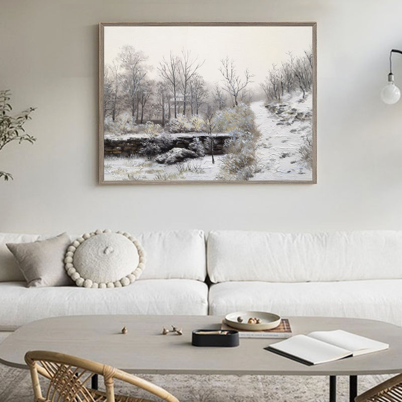 Winter White Snowscape Canvas Art White Snow Covered Pine Trees Canvas Wall Art For Sale