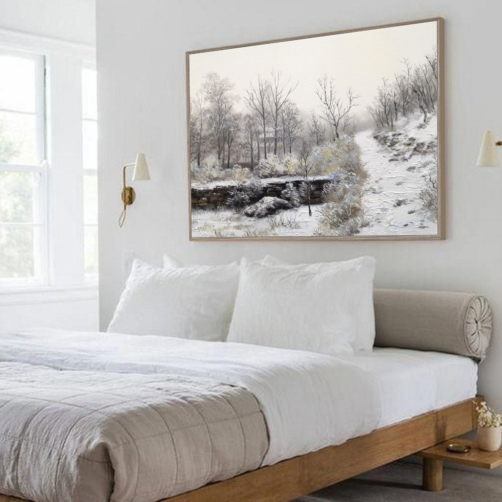 Winter White Snowscape Canvas Art White Snow Covered Pine Trees Canvas Wall Art For Sale
