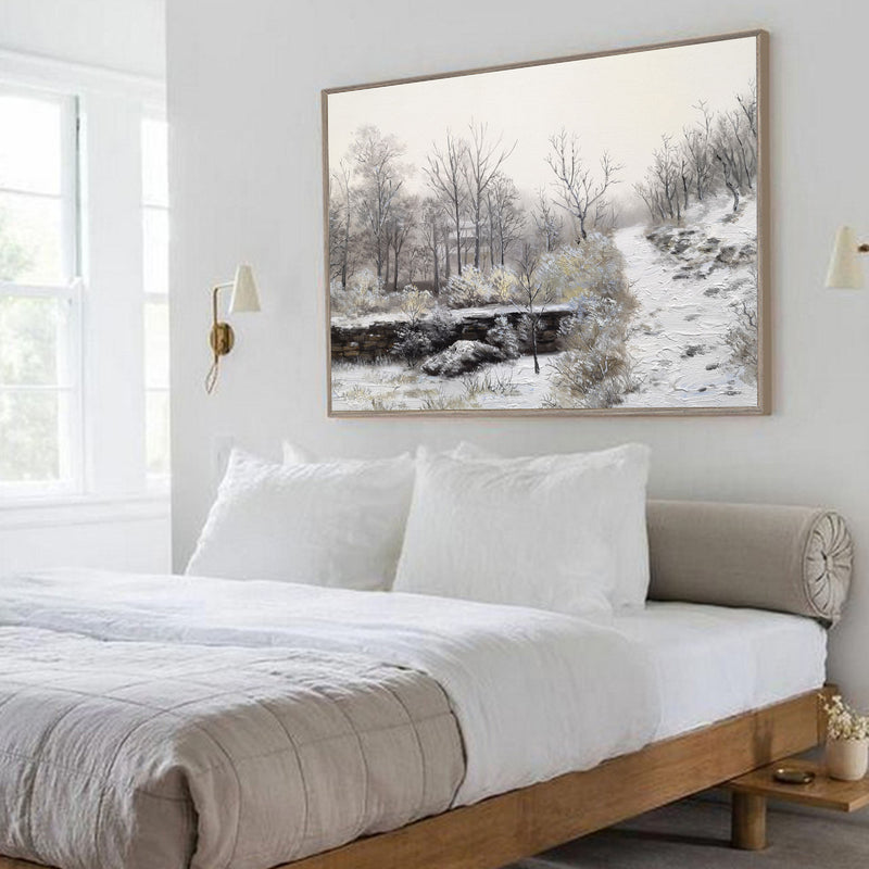 Winter White Snowscape Canvas Art White Snow Covered Pine Trees Canvas Wall Art For Sale