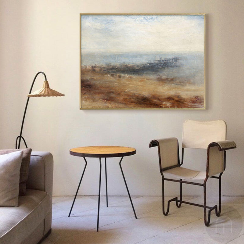 Modern Abstract Art Seascape Cnvans Wall Art Contemporary Large Abstract Coastal Painting