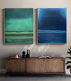 Green Blue Minimalist Art Set of 2 Texture Art Green Texture Art Blue Minimalist Art For Livingroom