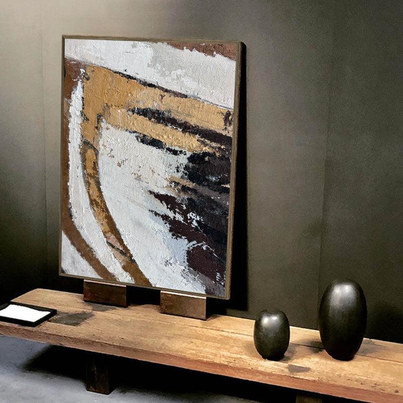 Modern Brown Japanese Abstract Wall Art Livingroom Canvas Wall Art Large Brown Abstract Acrylic Painting