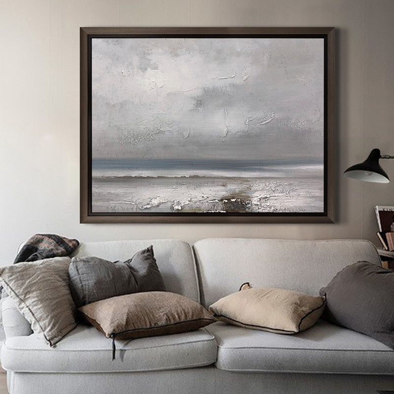 Large Grey Landscape Wall Art Modern Acrylic Paintings Livingroom Canvas Artwork For Sale