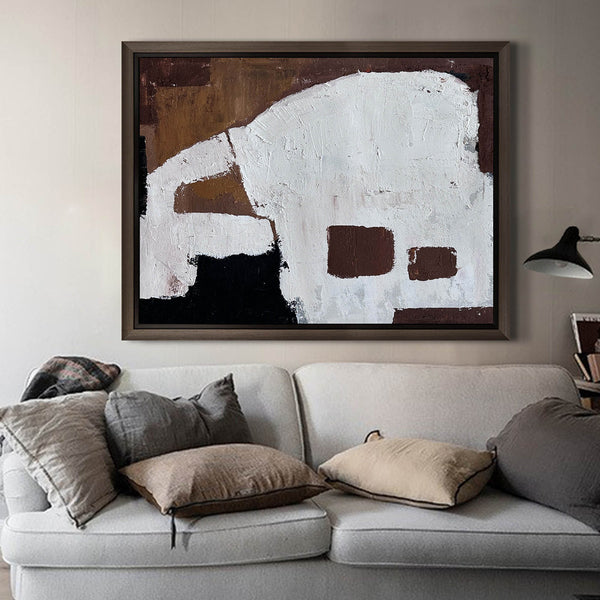 Modern Brown Abstract Wall Art, Large Brown Abstract Art Acrylic Painting, Livingroom Canvas Wall Art