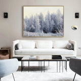 Snow Covered Pine Trees Canvas Wall Art Winter White Snowscape Canvas Art Large Acrylic Painting