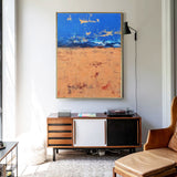 36X48 Original Abstract Canvas Art Blue And Brown Wall Art For Living Room