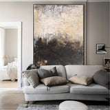 Vertical Gold And Brown Abstract Art Huge Wall Art Oversized Canvas Art