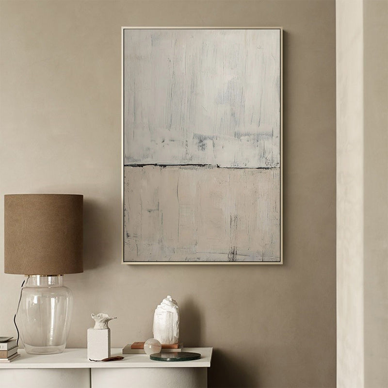 Wabi-sabi Beige Grey Wall Art Minimalist Painting On Canvas Large Canvas Art For Livingroom