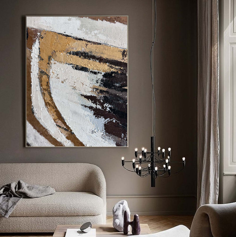 Modern Brown Japanese Abstract Wall Art Livingroom Canvas Wall Art Large Brown Abstract Acrylic Painting