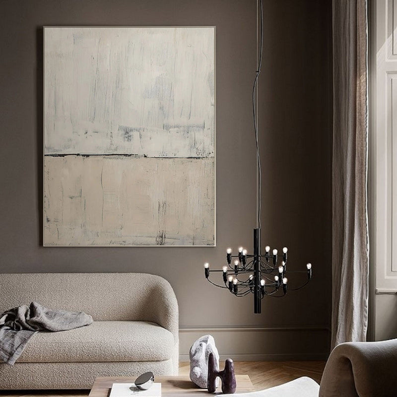 Wabi-sabi Beige Grey Wall Art Minimalist Painting On Canvas Large Canvas Art For Livingroom