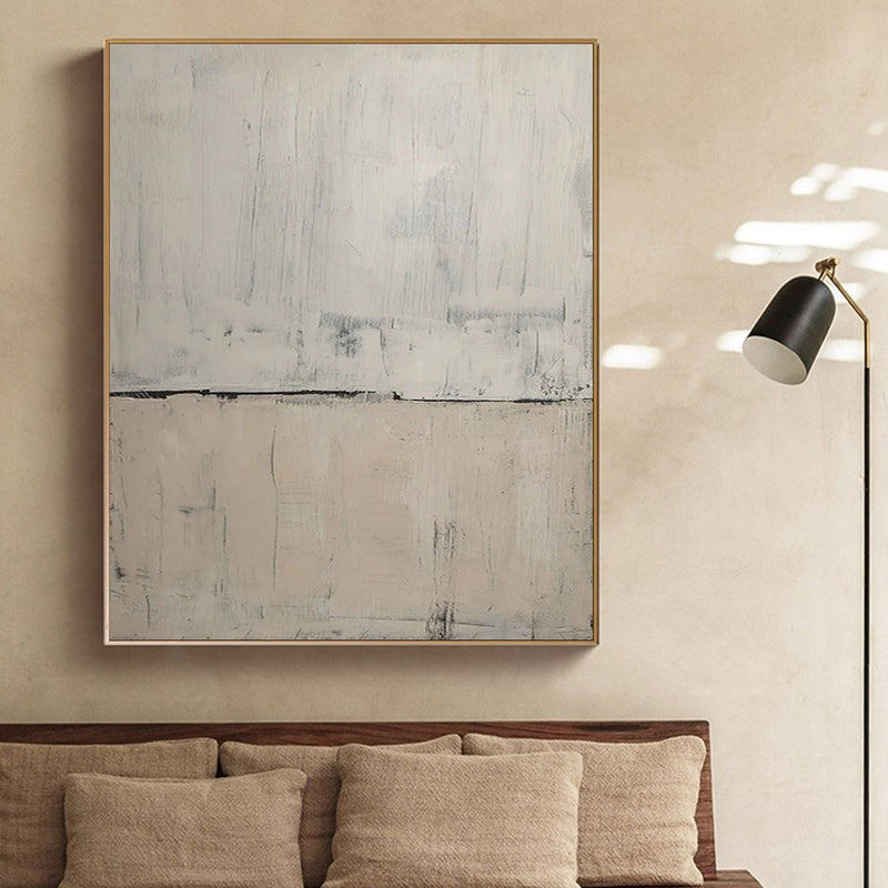 Wabi-sabi Beige Grey Wall Art Minimalist Painting On Canvas Large Canvas Art For Livingroom