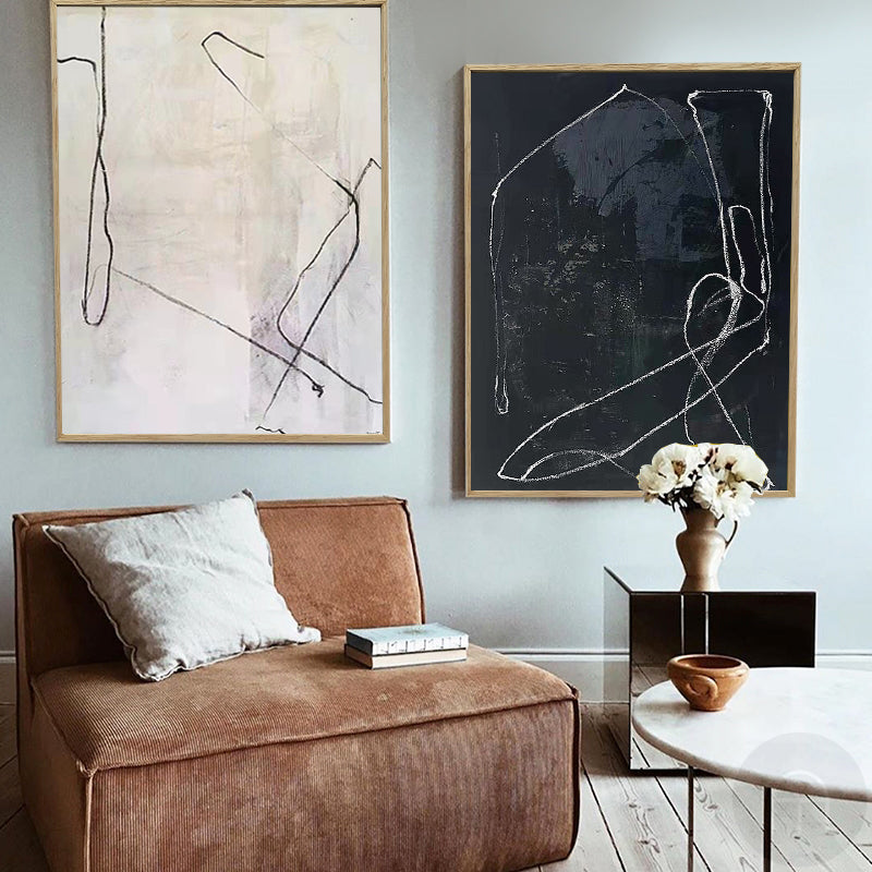 Modern Black And White Abstract Wall Art Set Of 2 Minimalist Art Large Minimalist Wall Art