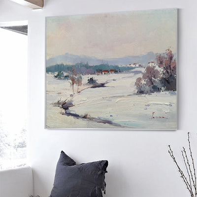 Snowscapes Wall Art Canvas Wall Art Snowscapes Acrylic Painting, Winter Snow Wall Art For Sale