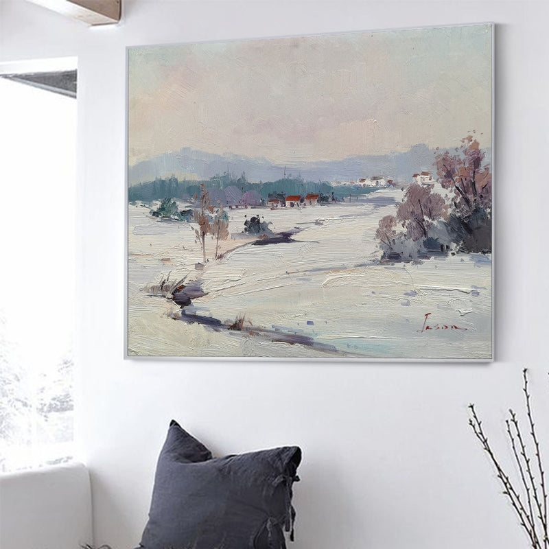 Snowscapes Wall Art Canvas Wall Art Snowscapes Acrylic Painting, Winter Snow Wall Art For Sale