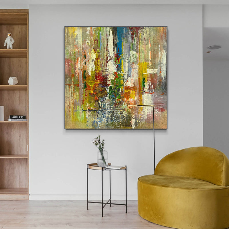 Colorful Canvas Wall Art, Rich Textured Abstract Wall Art Canvas, Modern Art Large Acrylic Painting For Livingroom