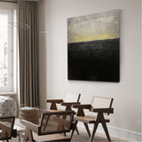 Black And Gold Minimalist Acrylic Painting On Canvas Extra Large Minimal Canvas Art Abstract Minimalist Modern Wall Art