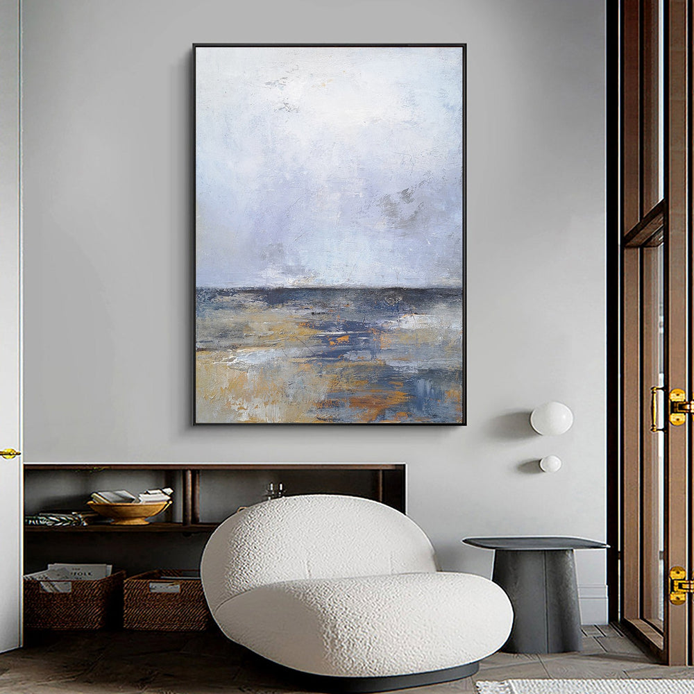 Blue Wave Oil Painting On Canvas Large Abstract Ocean Wall Art Ocean Wave Painting Acrylic Textured Art Blue And Gold Abstract Painting