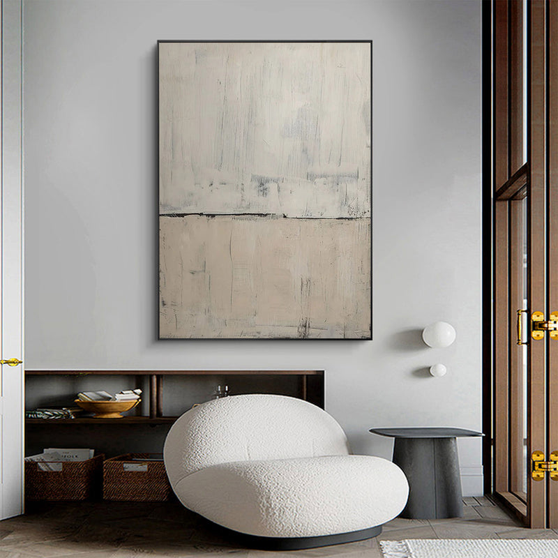 Wabi-sabi Beige Grey Wall Art Minimalist Painting On Canvas Large Canvas Art For Livingroom