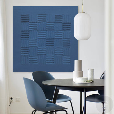 3D Textured Canvas Wall Art Blue Canvas Art Modern Minimalist Abstract Art Rich textured Painting