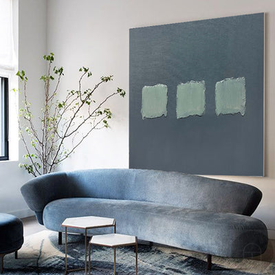 Blue minimalist painting Blue wall art 3d texture painting Blue Wabi-Sabi art Blue square wall art
