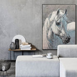 White Horse Painting Livingroom Canvas Artworks Horse Acrylic Painting Large Horse Wall Art For Sale