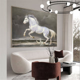 White Running Horses Canvas Wall Art Extra Large Wild Horse Canvas Art Moddern White Horse Painting