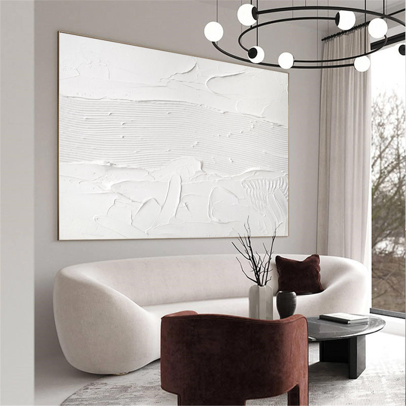 Modern Minimalist Abstract Art Textured Abstract Painting White Canvas Art Large Artwork For Bedroom 