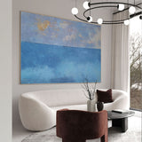 Large Blue Ocean Abstract Painting Large Acrylic Coastal Abstract Cnvas Wall Art