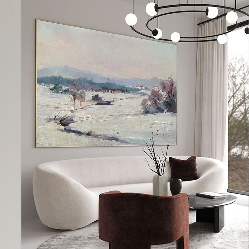 Snowscapes Wall Art Canvas Wall Art Snowscapes Acrylic Painting, Winter Snow Wall Art For Sale