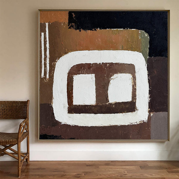 Large Brown Abstract Wall Art, Original abstract painting on canvas, Brown Minimalist Canvas Art