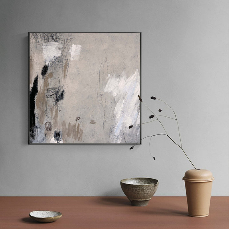 Modern Wabi-sabi Grey Abstract Wall Art Large Abstract Wall Art Painting For Livingroom 