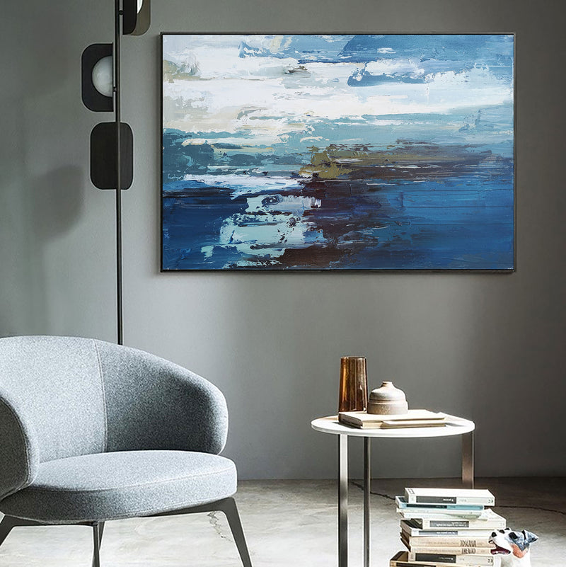 Abstract Ocean Painting Large Acrylic Seascape Paintings Huge Beach Canvas Art