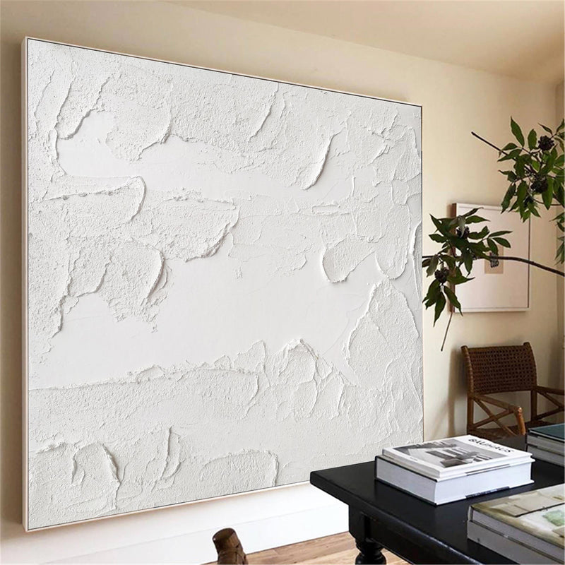 Large White Modern Abstract Painting On Canvas Extra Large Abstract Art Canvas Painting For Living Room