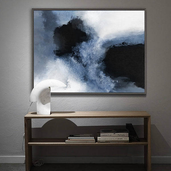 Large Painting Canvas Modern Abstract Art Cool Abstract Art Blue White Black