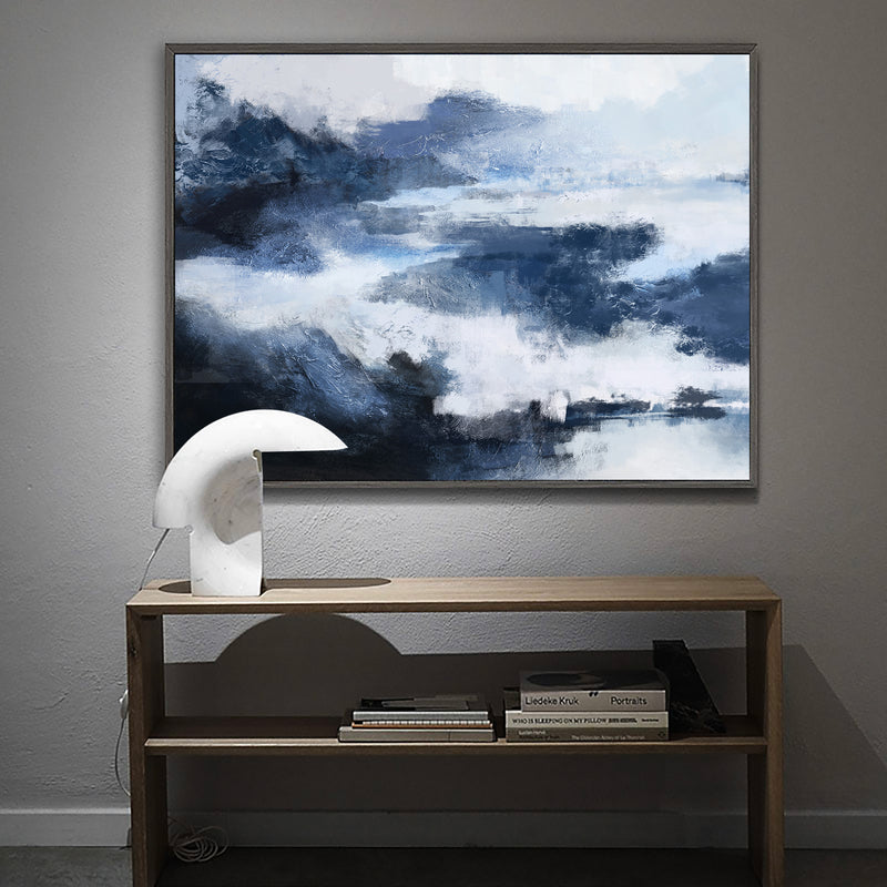 Abstract Horizontal  Black And Blue Wall Art Abstract Landscape Paintings 