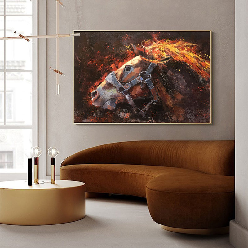 Large Brown Horse Painting Horse Livingroom Canvas Wall Art Running Horse Painting For Sale