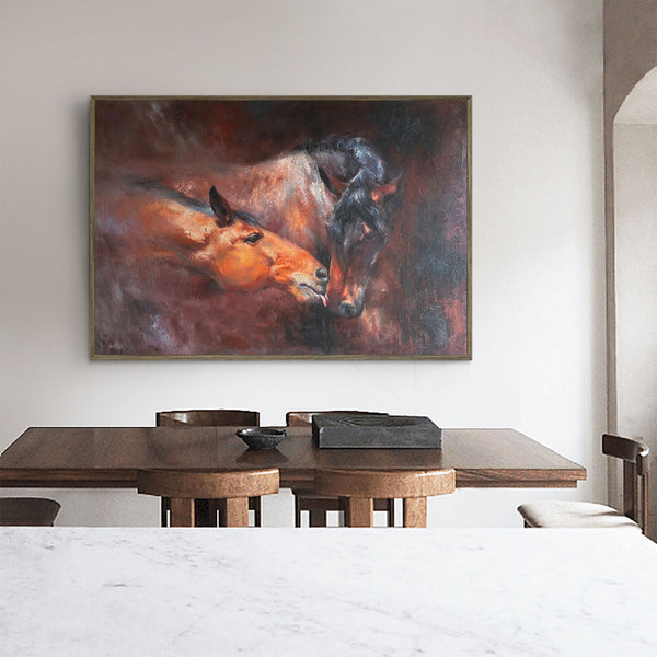 Modern Wild Horse Acrylic Painting Large Brown Horses Livingroom Canvas Wall Art For Sale