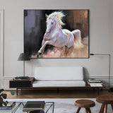 Large Wild Running Horses Painting Horse Canvas Wall Art White Horse Acrylic Painting For Sale