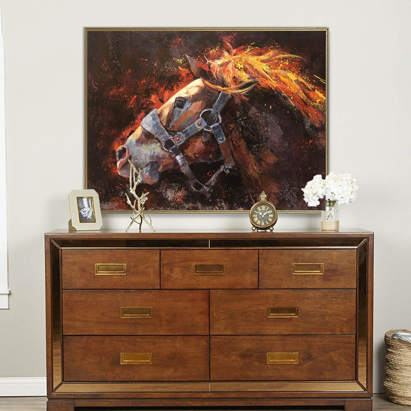 Large Brown Horse Painting Horse Livingroom Canvas Wall Art Running Horse Painting For Sale