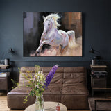 Large Wild Running Horses Painting Horse Canvas Wall Art White Horse Acrylic Painting For Sale