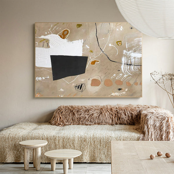 Modern Khaki Abstract Wall Painting Large Khaki Abstract Painting Abstract Art For Sale