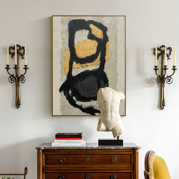Black Gold Abstract Canvas Art Huge Vertical Abstract Painting On Canvas Acrylic Modern Abstract Wall Art Gold Contemportary Art