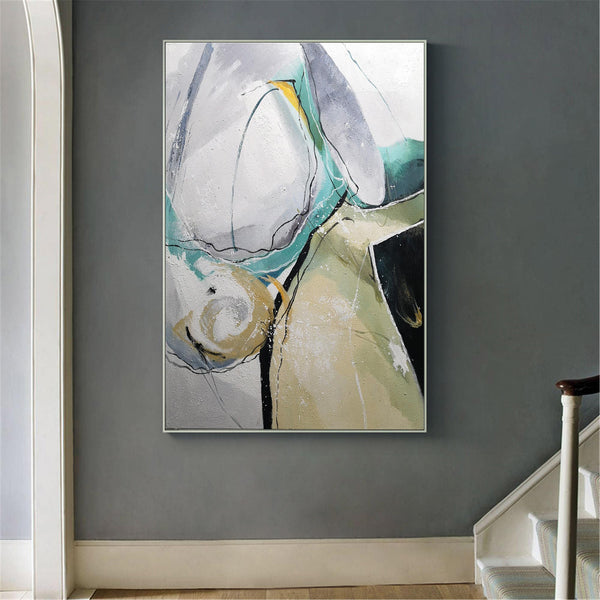 Extra Large Abstract Geometric Painting Acrylic Large Artwork For Living Room