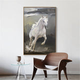 Contemporary Running White Horse Art Big Horse Oil Paintings On Canvas Horse Modern Wall Art