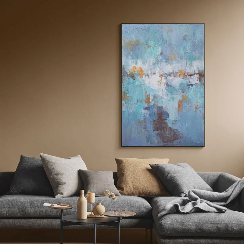 Big Acrylic Seascape Abstract Paintings Extra Large Coastal Wall Art Canvas