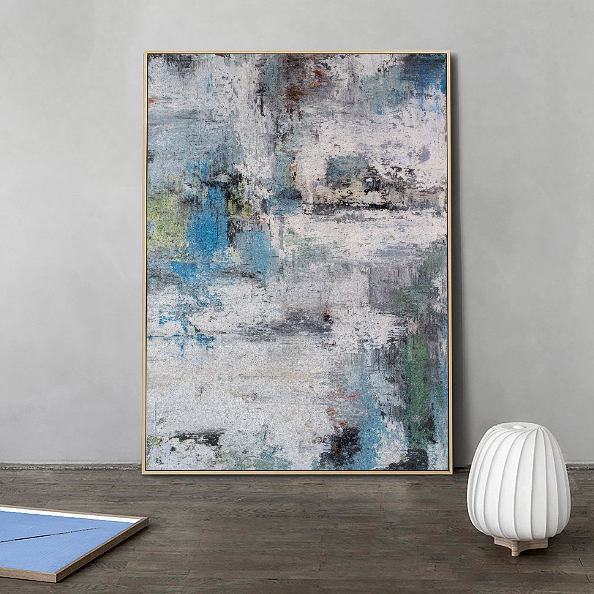 Blue And Green Abstract Art Contemporary Canvas Paintings Huge Wall Art