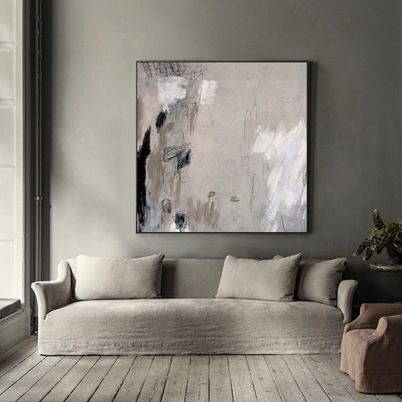 Modern Wabi-sabi Grey Abstract Wall Art Large Abstract Wall Art Painting For Livingroom 
