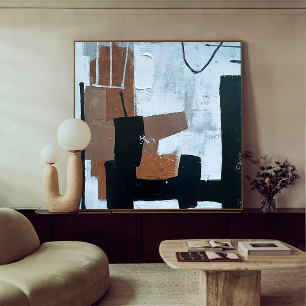 Modern Black And Brown Acrylic Painting Large Livingroom Canvas Art Abstract Wall Art For Sale